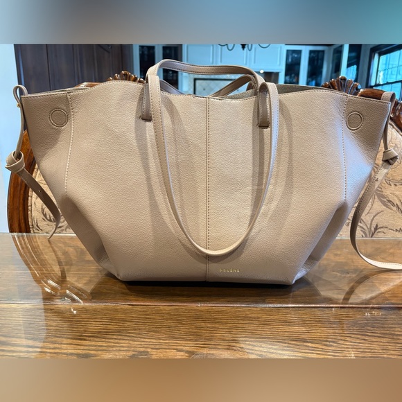 Polene Cyme Textured Taupe Leather Tote - Picture 5 of 16
